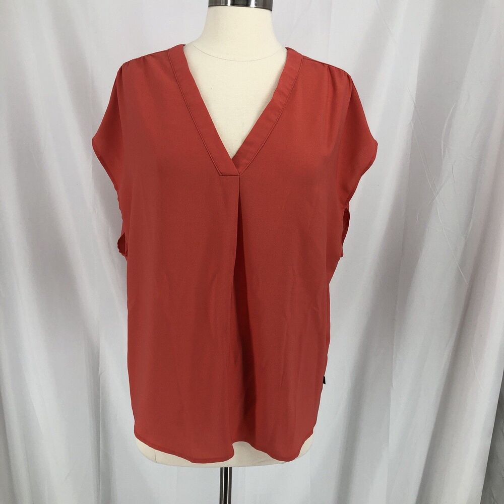 BANANA REPUBLIC Womens Sleeveless Blouse V Neck Coral Large